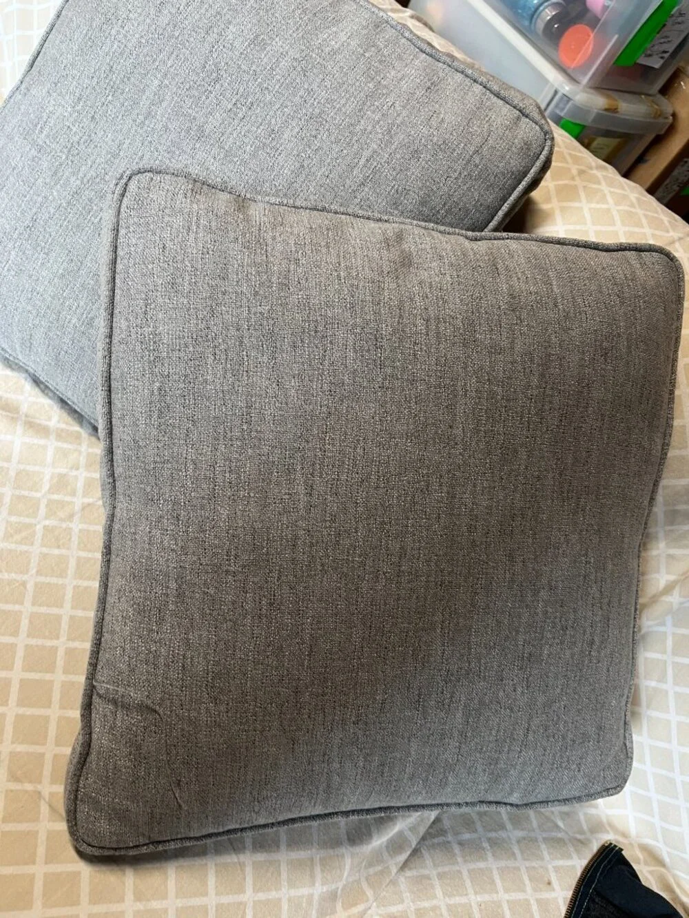 Accent Throw Pillows - Set of TWO  (Removable‎ Zipper Closure Covers) GRAY